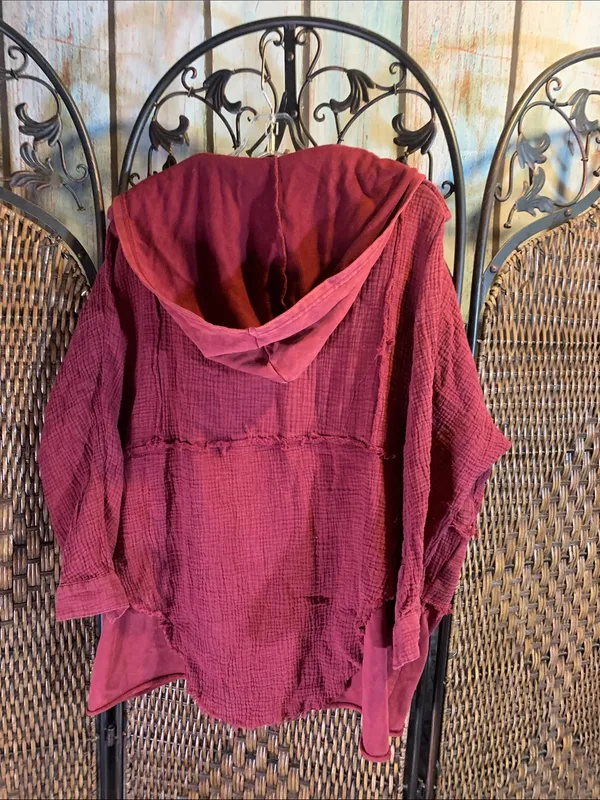 Oli & Hali Red Waffle Material Oversized Hoodie Size S - Image 4