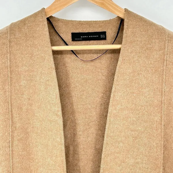 Zara Woman Wool Blend Cardigan Womens Medium Open Front Sweater Jacket Hand Made - Image 3