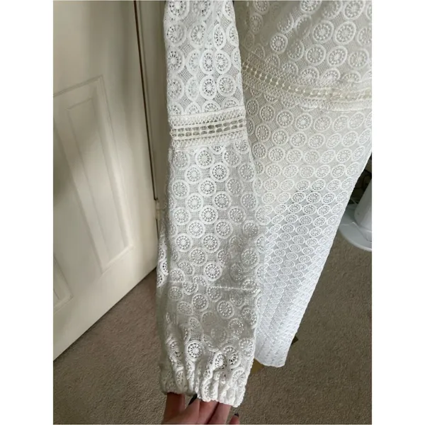 Vici Crochet Unlined Long Sleeve Maxi Dress Size S White Bridal Honeymoon - Image 4