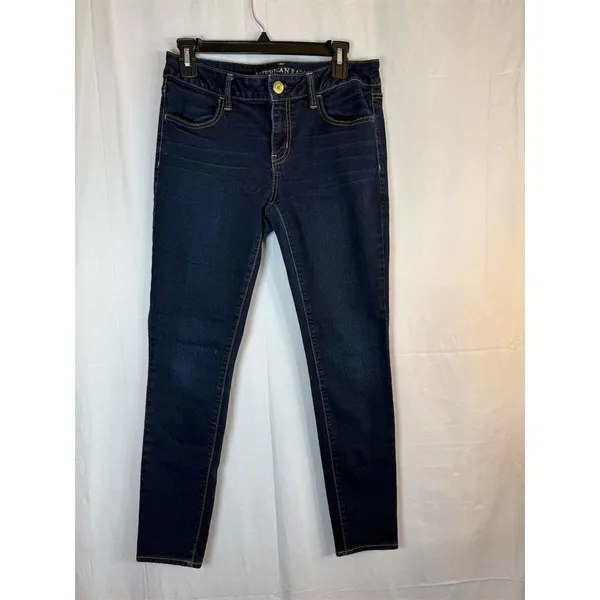 American Eagle Outfitters Jeans Womens 10 Blue Dark Wash Mid Rise Skinny - Image 3