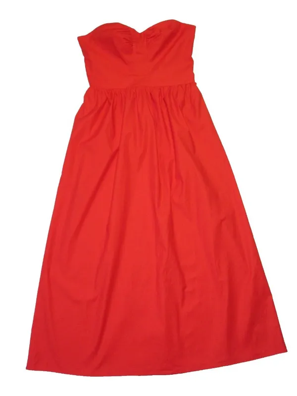 NWT Reformation Buckley in Paprika Red Organic Cotton Strapless Midi Dress 10 - Image 7