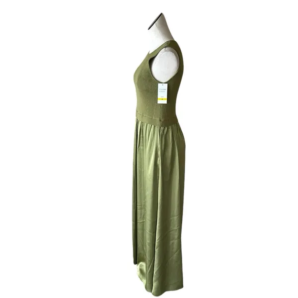 NWT Taylor Mix Media Ribbed Bodice Crew Neck Satin Skirt Pocket Medium - Image 10