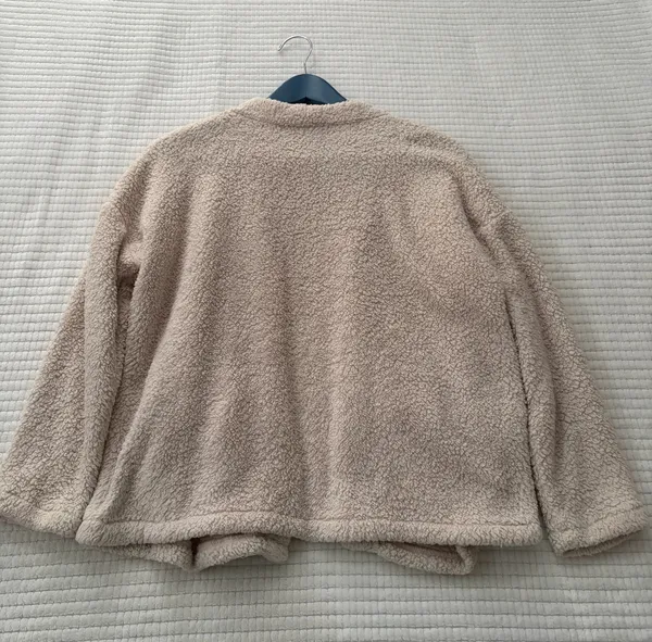 Miss Love Cozy Sherpa Button-Front Jacket in Light Beige Size S - Image 7