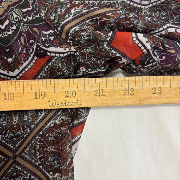 AB Studio Floral‎ Paisley Sheer Blouse Women's Large Boho Flared Hippie Babydoll - Image 8