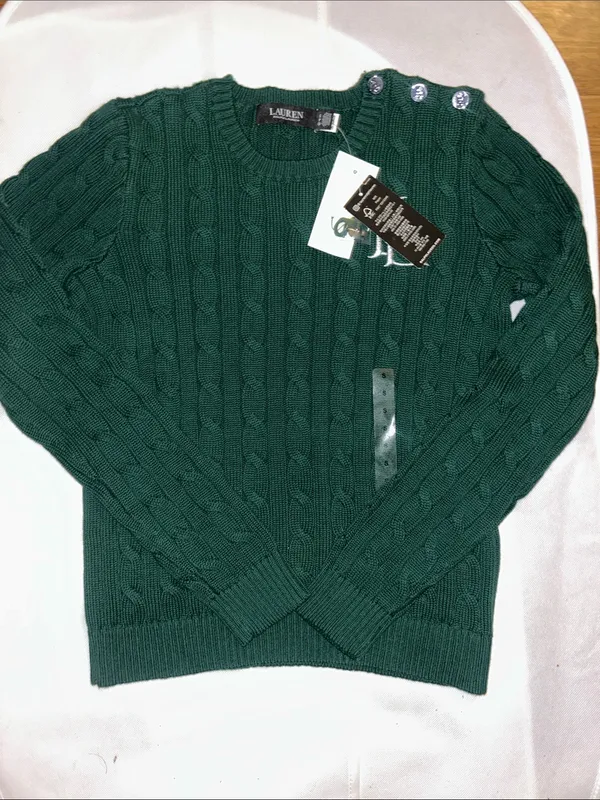 Luaren Ralph Lauren Button-Trim Cable-Knit Cotton Sweater - Image 9