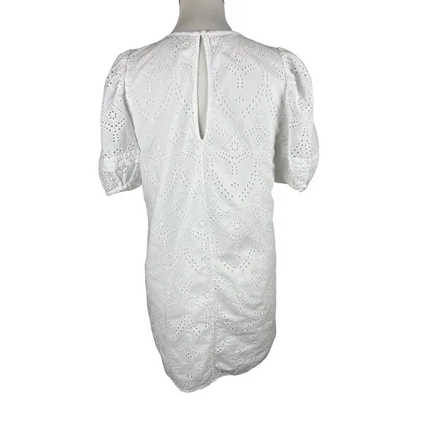 Sanctuary White Eyelet Cotton Puff Sleeve Mini Dress XS - Image 3