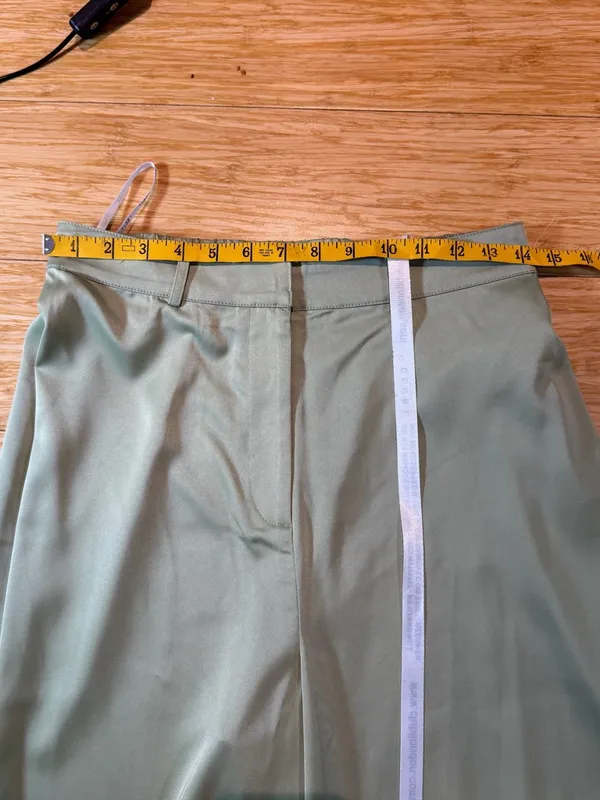 NWT Club L London Satin Wide Leg Trouser Sage Green High Rise Size US 8 - Image 10