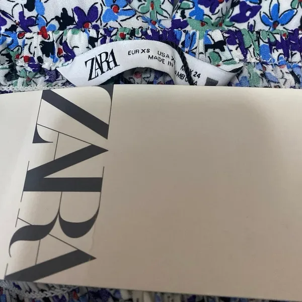 NEW Zara Women's Blue Floral Sleeveless Slit Midi Tank A-Line Slip Dress Size XS - Image 3