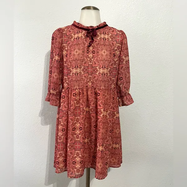 For Love and Lemons Geneva Patterned Mini Dress Size Small - Image 3