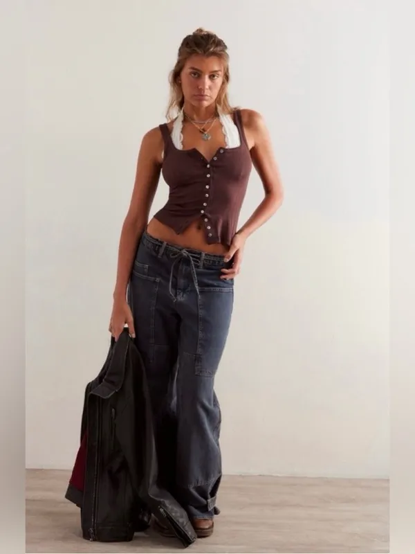 NWOT Free People We The Free CRVY Outlaw Mid-Rise Wide Leg Jeans - Image 5