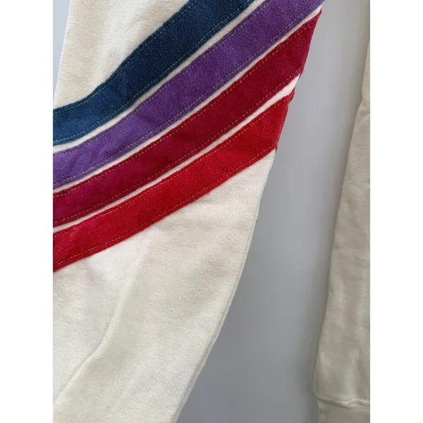 Aviator Nation Sweatpants Womens XL Cream Rainbow Stripe Joggers‎ USA Retro - Image 9