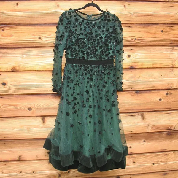 Mac Duggal 67007 Womens Green Embellished Illusion Fit & Flare Dress Gown - Image 6