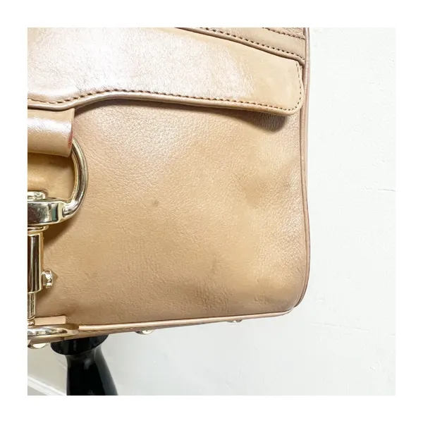 Rebecca Minkoff Crossbody Bag Womens Tan Leather Gold Chain Strap Shoulder Chic - Image 9