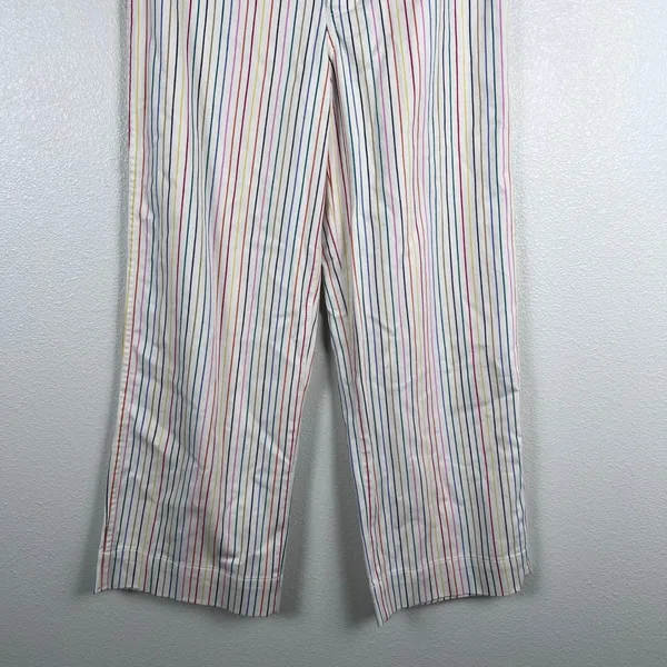 Madewell Womens Rainbow Stripe Wide Leg‎ Crop Pants White Multi Sz 27 - Image 6