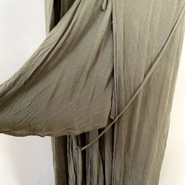 Lulus maxi dress sage green rayon wraparound style‎ lining v-neck summer pocket - Image 6