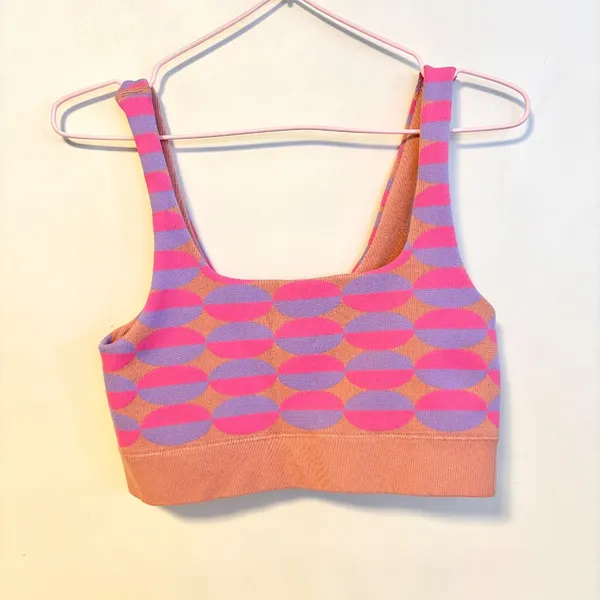 Fabletics Dottie Geo Seamless Active Workout Sports Bra Pink Purple Womens Small - Image 3