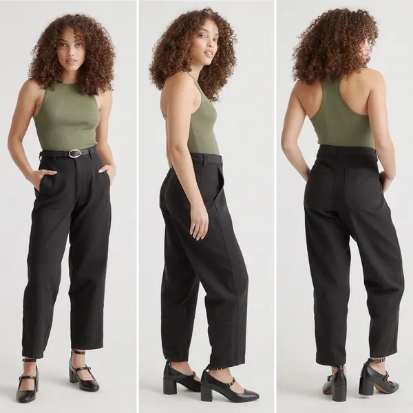 Quince Organic Stretch Cotton Twill Barrel Pants in Black Size 4 - Image 2
