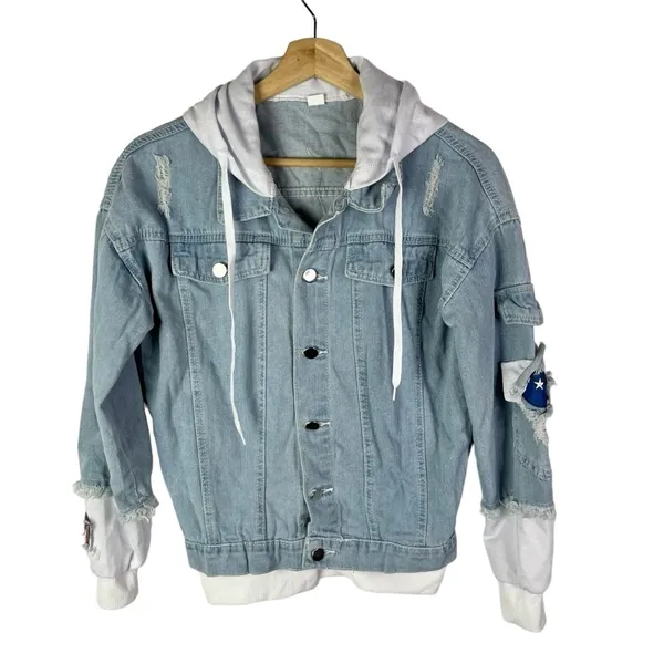 Boutique Light Blue Distressed Denim Spiderman Graphic‎ S - Image 2