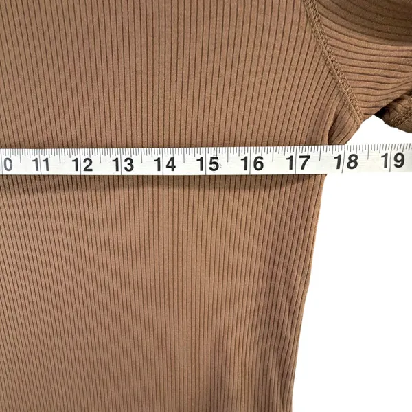 Filoro Ribbed Knit Lounge Set Women L Brown 2 Pc Top Shorts Cozycore Casual Chic - Image 7