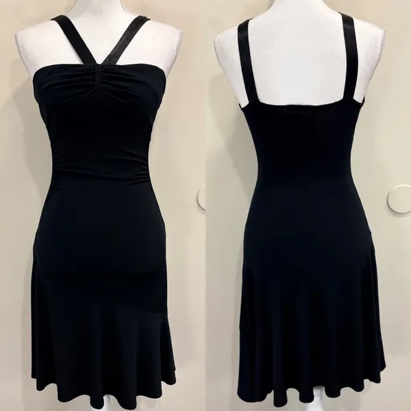 Y2K City Triangles Black Ruched Halter Cocktail Dress XS Party Going‎ Out Hoco - Image 2