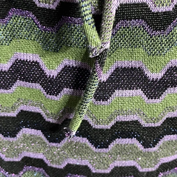 Zara Women's Purple Green Black Chevron Y2K‎ 90s Retro Lace Up Mini Dress Medium - Image 3
