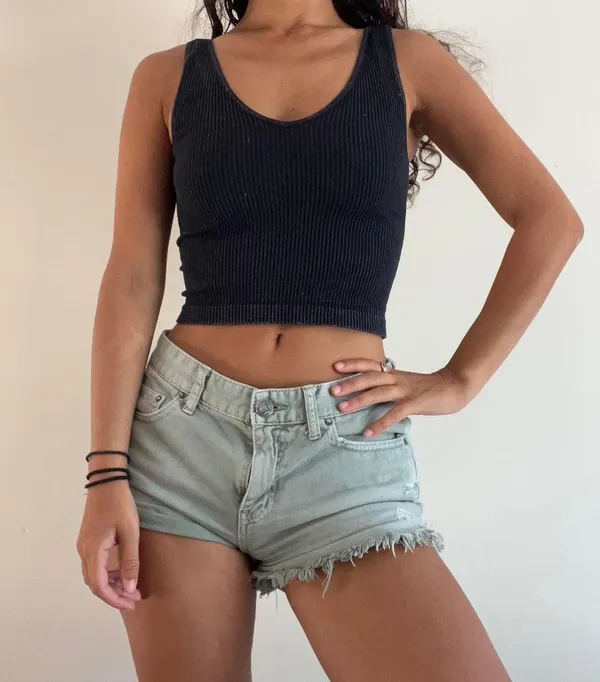 Dark Grey Ribbed Tank - Image 2