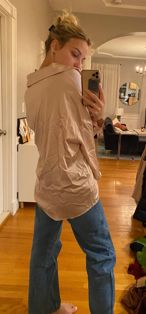 SheIn Satin Nude Button Down - Image 2