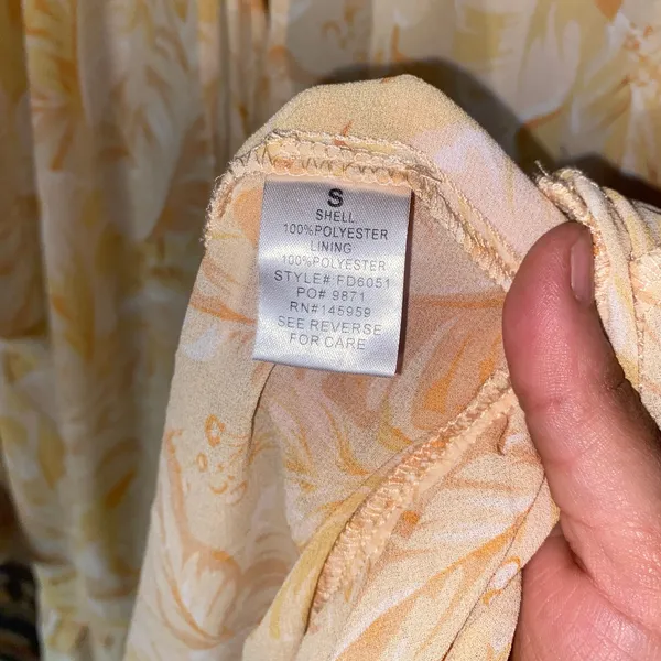Dress Forum Beige Tan Floral Long Sleeve Tiered Maxi Dress Women's Size Small - Image 6
