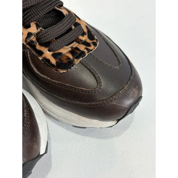 BOEMOS Leather Leopard Sneakers Vibram Sole‎ Made in Italy Womens 37 Pony Hair - Image 7