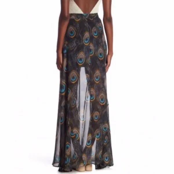 Like New Show Me Your Mumu Peacock Feather Maxi Skirt Size Small - Image 4