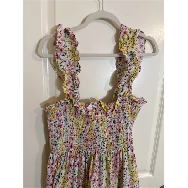 Crown & Ivory Multi Color Floral Sleeveless Smocked Midi Dress Large - Image 2