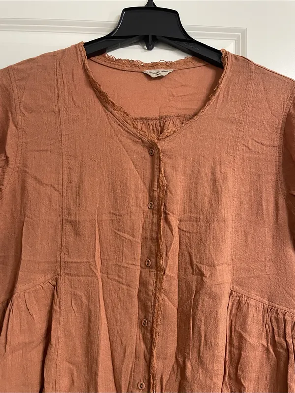 Japanese Brand Samansa Mos2 Cotton Linen Kaftan Midi Dress Pockets Lagenlook - Image 7