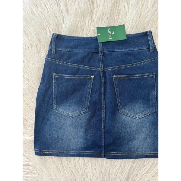 Halara Flex High Waisted Mini Washed Denim Casual Skirt Bright Blue Denim XS - Image 7