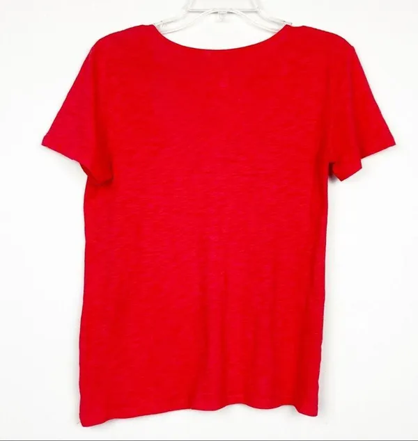 Me To We Red Short Sleeve Y Neck Shirt Sz S - Image 3