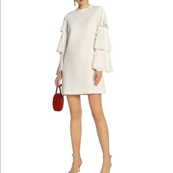 Alexis London Ivory Tiered Mini Dress Long Sleeve Flare Dress XS - Image 2