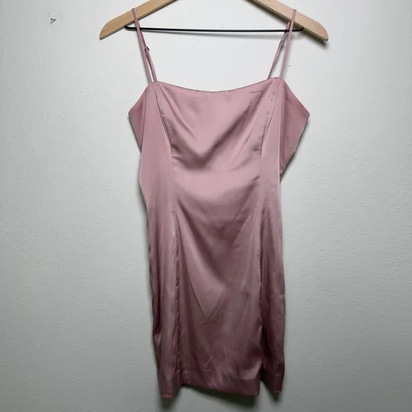 Aritizia Sunday Best Women Mini Dress‎ 6 Pink Satin Square Neck Party Event Date - Image 2