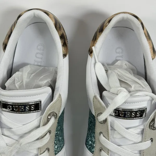 GUESS Size-11M Loven 3 Low Profile Sneaker White Ocean Leopard - Image 8