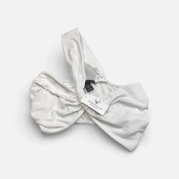 NWT Windsor Bandeau Style One Shoulder White Twist Front Crop Top SMALL - Image 5