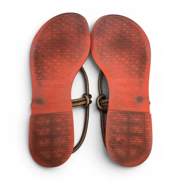 Havaianas Una Acai Cord Strap Slingback Sandals Beach Bronze Orange Sole Sz 9 - Image 4