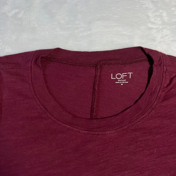 LOFT Crewneck Smocked Cuff Jersey Knit Top Size M Holiday Minimalist Office - Image 3