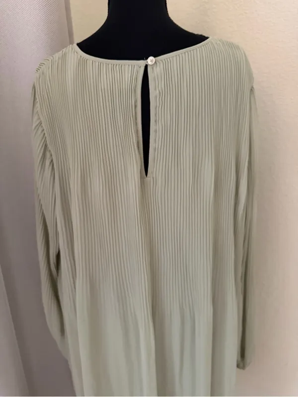 Aritzia Wilfred Daydreamer Pleated Chiffon Mini Dress Sage Green 2XL - Image 8