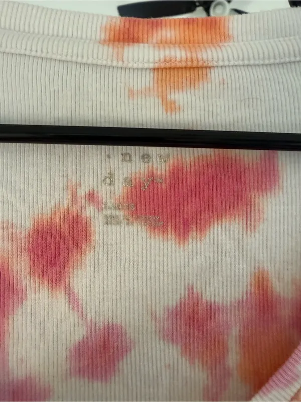 Women’s Long-Sleeve Tie-Dye V-Neck Top in Pink & Orange A New Day Sz L - Image 2