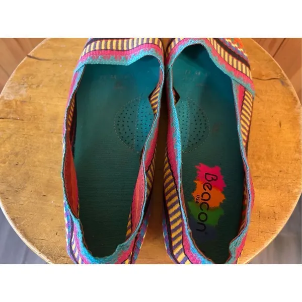 Beacon Phoenix Slip On Striped Ballet Multi Stripe Size 11AA Yellow - Image 5