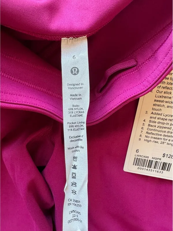 Lululemon Swift Speed High Rise 28” With Pockets Magenta Purple Size 6 NWT - Image 6