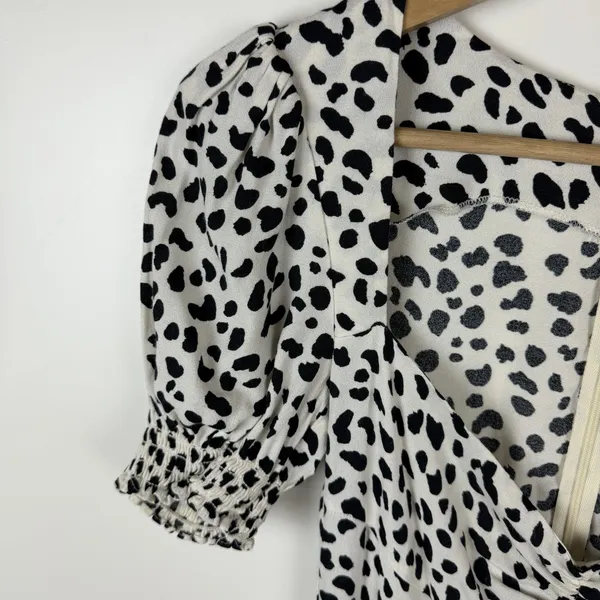 Reformation Dalmatian Printed Slit Midi Dress Size 0 Feminine Chic Lightweight - Image 4