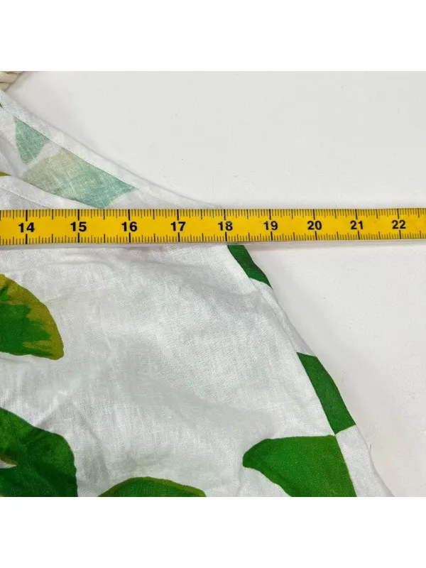 NWOT Farm Rio Linen Blend Green Leaf Print Sleeveless Maxi Dress Size S - Image 11