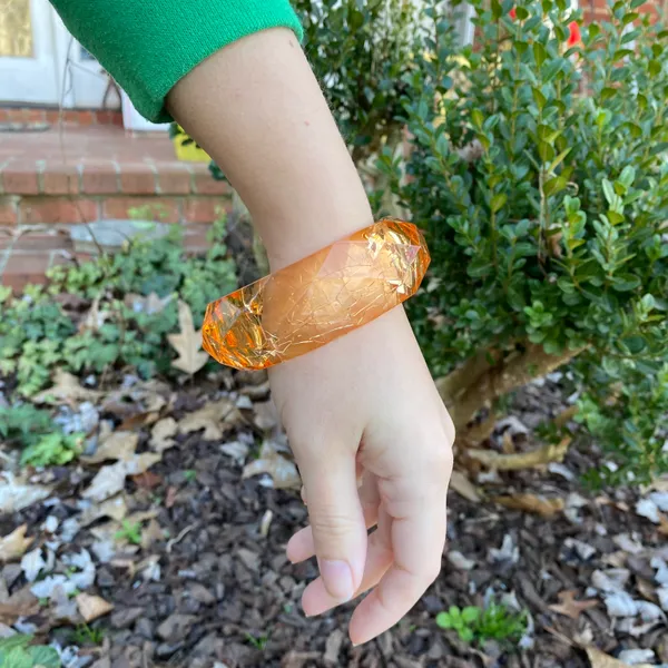 Vintage 60s Chunky Faceted Acrylic Bangle Bracelet - Image 2