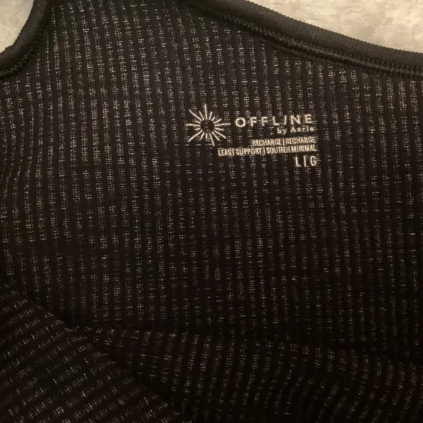 aerie One-Shoulder Black & Gray Space-Dye Crop Top - Image 3