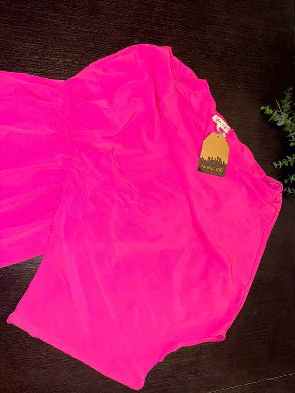 Main Strip Hot Pink One-Shoulder Maxi Dress - Image 7
