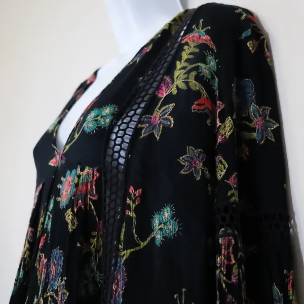 Free People Just The Two Of Us‎ Floral Crochet Tunic Top S Whimsy Fairy Ren Fair - Image 7